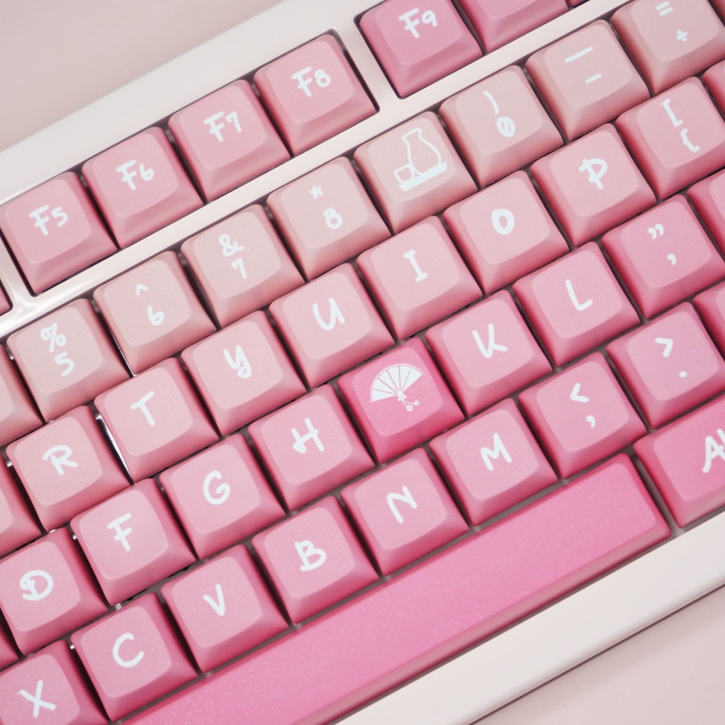 Keycaps chủ đề màu hồng Sakura, keycap 131 phím, chiều cao XDA 9,5mm, thăng hoa PBT, thích hợp cho bàn phím phím 87/68/84/104/108