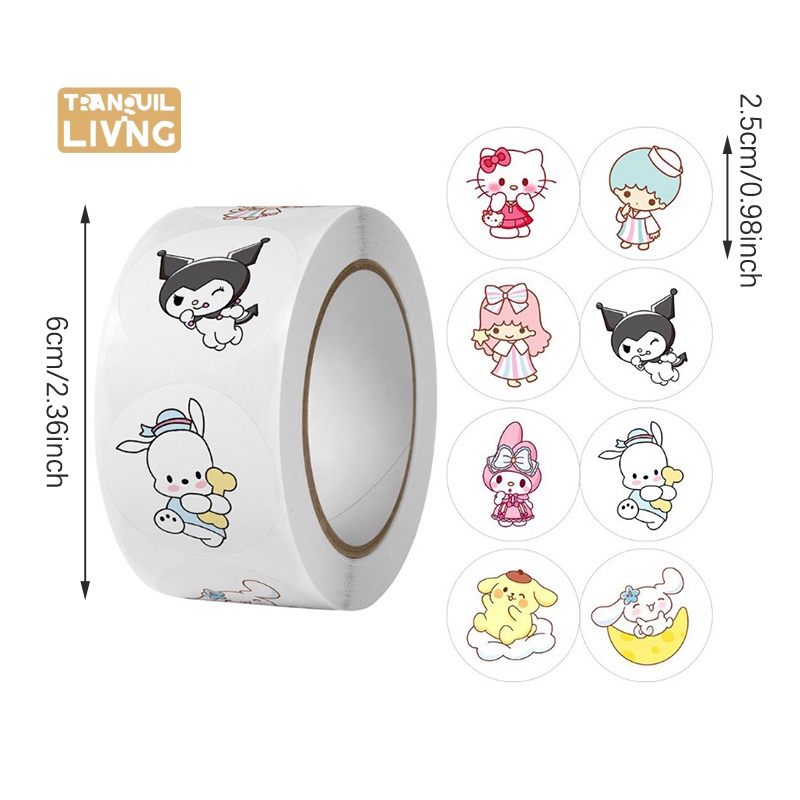 Cuộn 500 Miếng Dán Hoạt Hình sanrio Dễ Thương Trang Trí Quà Tặng Cho Trẻ Em