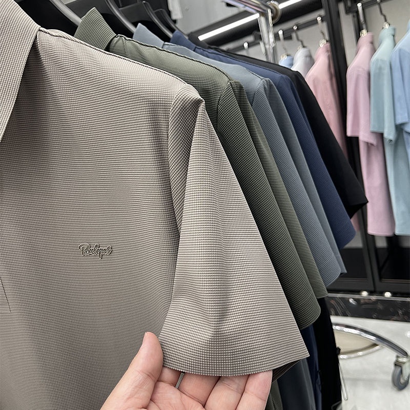 Áo Thun polo Vải Lụa Lạnh Mỏng Thoáng Khí Màu Sắc Đơn Giản Thời Trang Mùa Hè Cho Nam