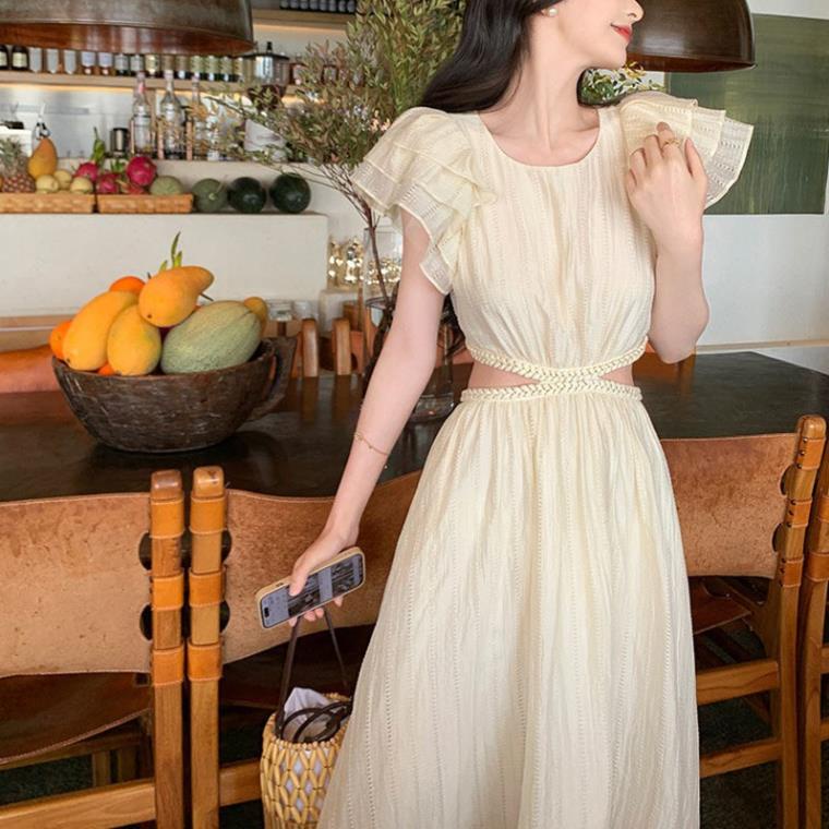 Váy Đầm Thiết Kế Hở Lưng Khoét Eo Tay Bay Siêu Nữ Tính - Đầm Cao Cấp Đi Chơi Dự Tiệc Đi Biển V46