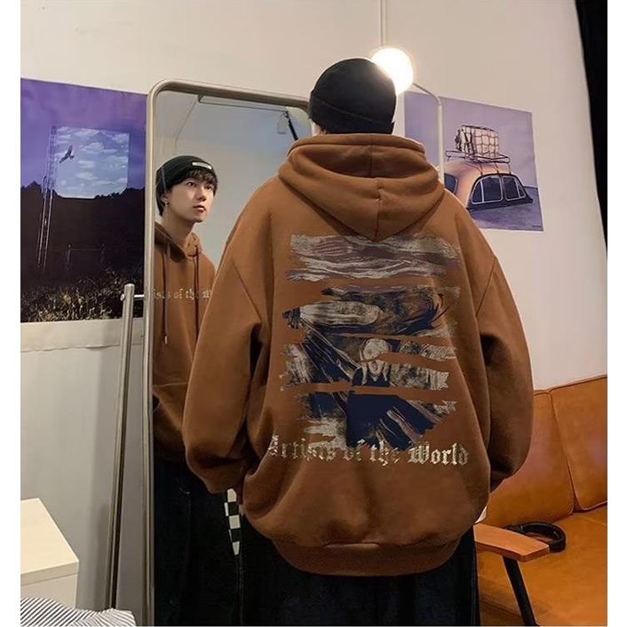 M-8XLáo khoác nam hoodie Cotton Dáng Rộng Tay Dài In Họa Tiết graffiti Phong Cách Hàn Quốc Thời Trang Mùa Thu Cho Nam Và Nữ