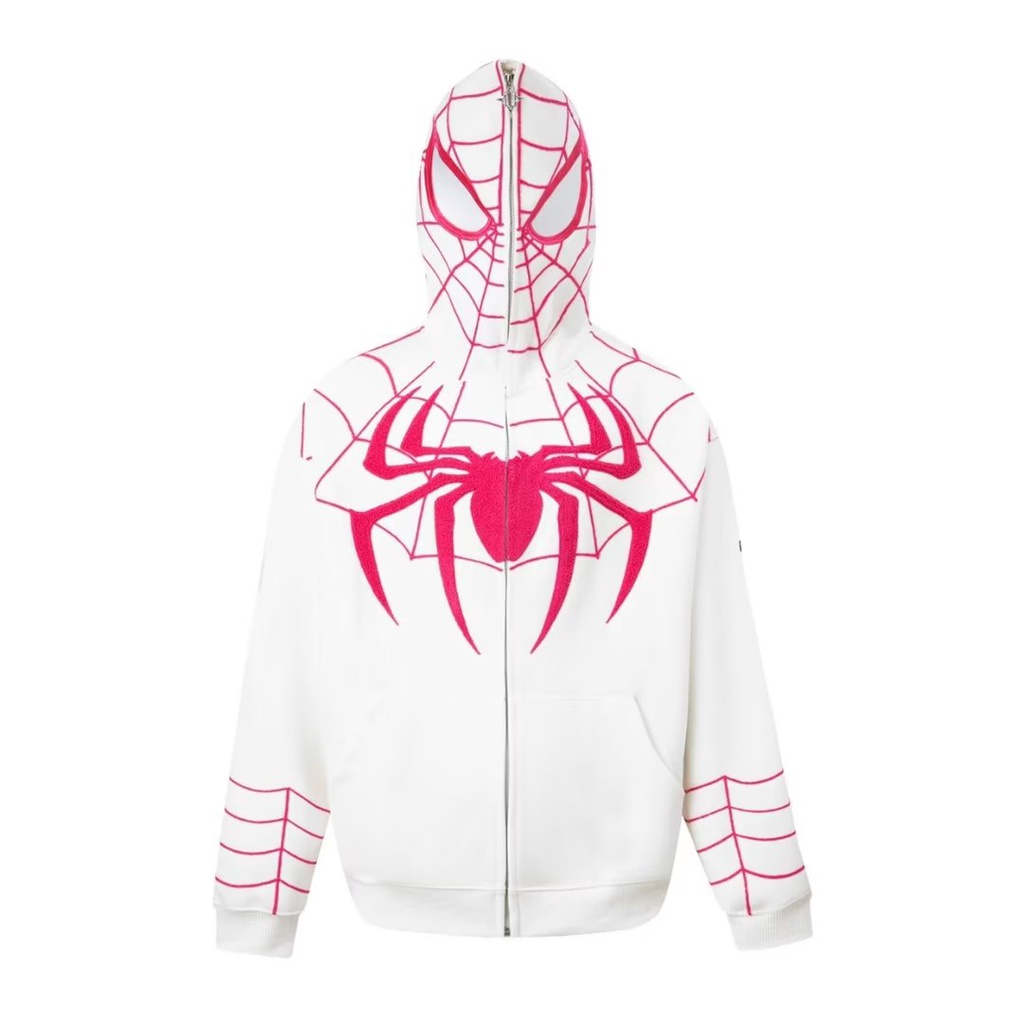 Áo Khoác sweater Phối Khóa Kéo Thêu Hình Nhện Thời Trang Mùa Thu Cho Các Cặp Đôi