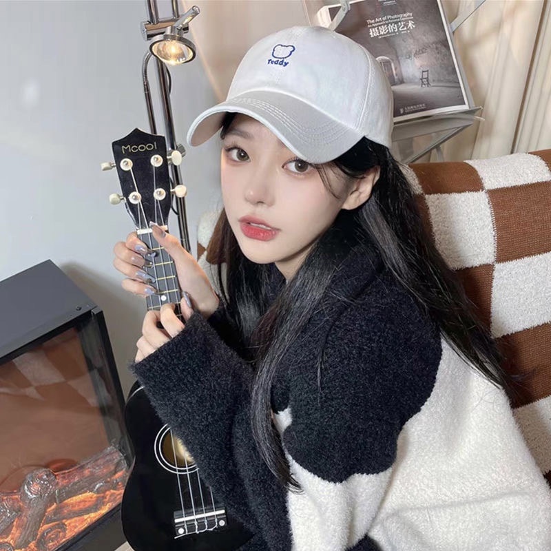 Mũ Lưỡi Trai Thêu Hình Gấu Dễ Thương Phong Cách retro Hàn Quốc