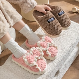 Dép bông đi trong nhà mùa thu đông phong cách mới dễ thương ấm áp bằng lông cừu dày dặn cho cặp đôi