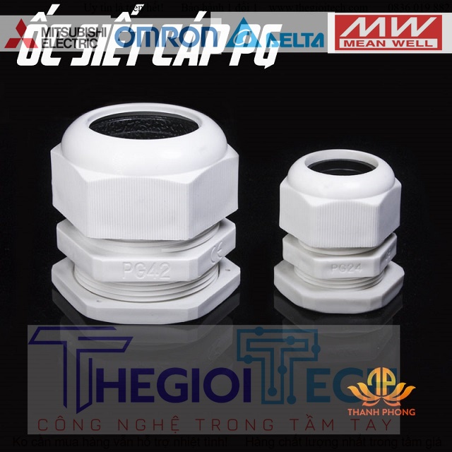 Ốc Siết Cáp PG11 - PG13,5 - PG16 - PG19 - PG21 Chống Thấm Nước Cốt cố định PG - Đen,PG - 11