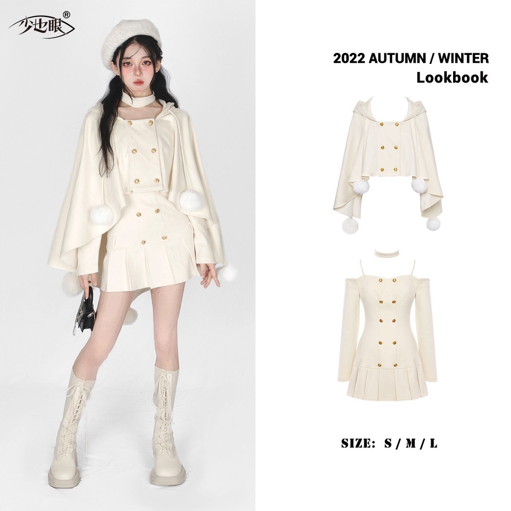 Bộ Áo Khoác Len Một Mảnh Phối Chân Váy Chữ A Thời Trang Xuân Thu 2023