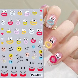 Miếng Dán Trang Trí Móng Tay Dập Nổi Họa Tiết Hoạt Hình Gấu / Quái Vật Dễ Thương Dành Cho Trẻ Em