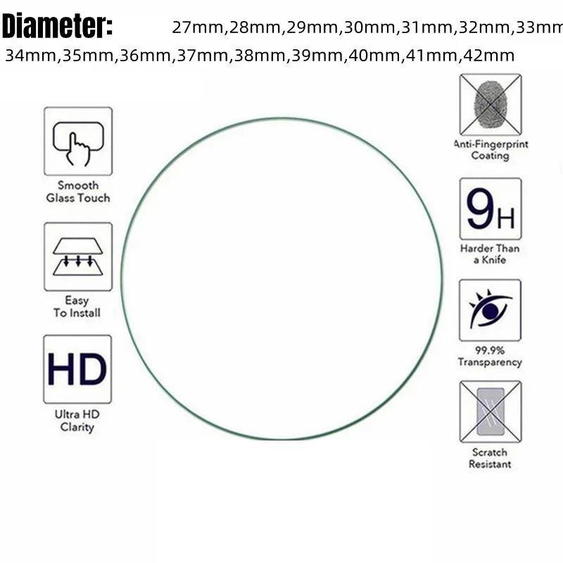 Kính Cường Lực Tròn Bảo Vệ Màn Hình Đồng Hồ Đường Kính 42mm 41mm 40mm 39mm 38mm 37mm 36mm 35mm 34mm 33mm 32mm 31mm 30mm 29mm 28mm 27mm