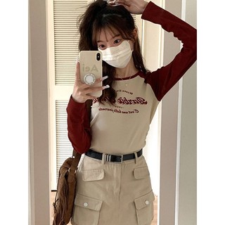 Áo Thun cotton Tay Dài Ôm Dáng Màu Sắc Đơn Giản Phong Cách Mỹ Cổ Điển Thời Trang Mùa Thu Dành Cho Nữ