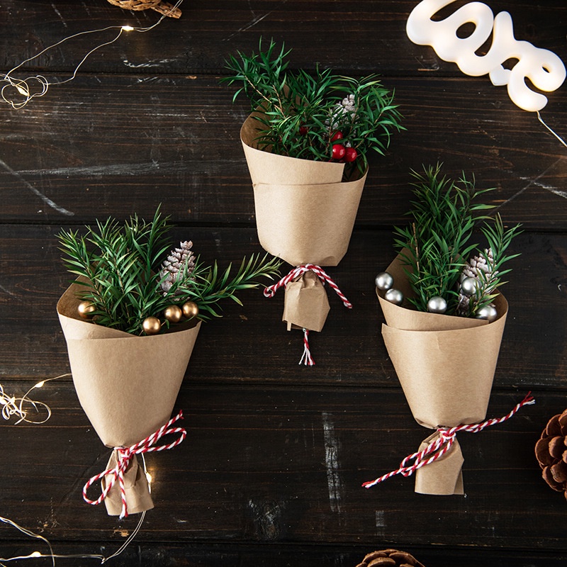 Bó Hoa Khô Hình Nón Bằng cotton Dùng Làm Quà Tặng Giáng Sinh diy