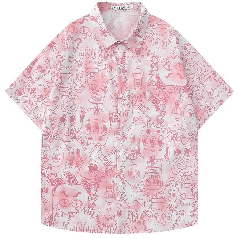 Hoạt Hình Áo Sơ Mi Tay Lửng Dáng Rộng In Hình Động Vật Phong Cách vintage Hàn Quốc Dành Cho Nữ