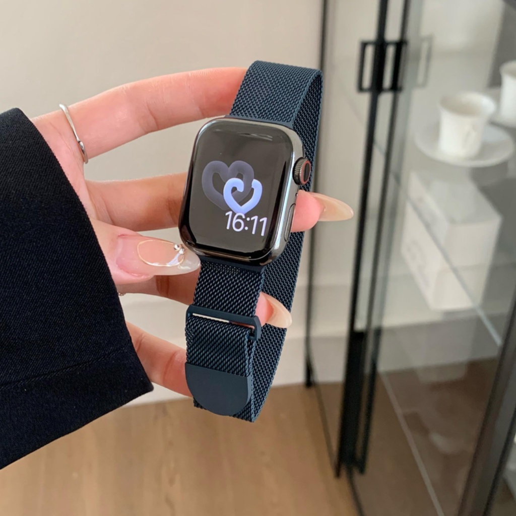 Dây đồng hồ nam châm kim loại Milanese cho Apple Watch 9 8 7 6 5 se 40mm 41mm 44mm 45mm 49mm