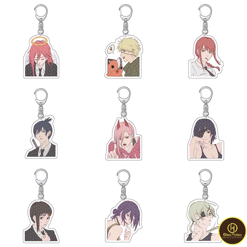 Móc Khóa acrylic Hình Nhân Vật Anime denzi pochita makima Nhật Bản chất liệu mica in 2 mặt