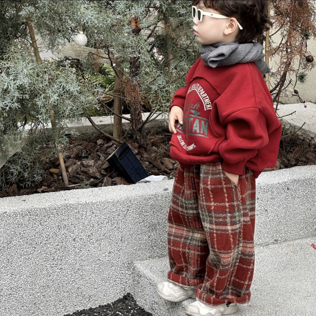 Áo Nỉ Dài Tay + Quần Dài Họa Tiết Giáng Sinh Thời Trang Mùa Đông Phong Cách Mới Cho Bé Trai Và Bé Gái