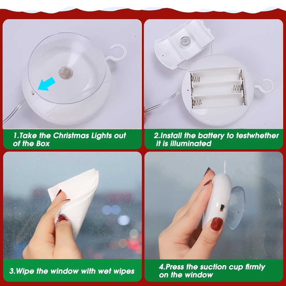Dây Đèn led Hình Bông Tuyết / Ông Già Noel Trang Trí Giáng Sinh Năm Mới