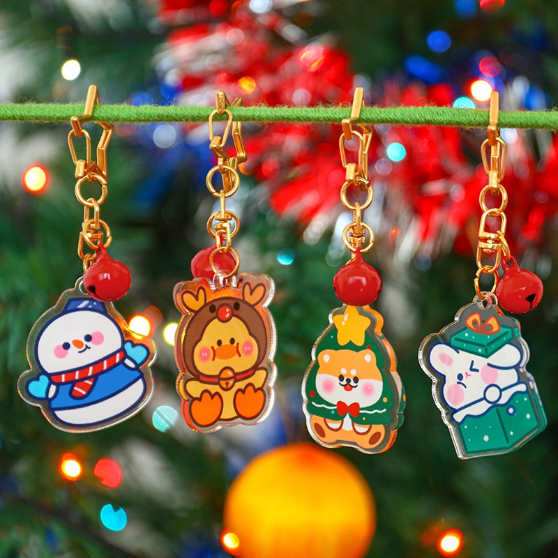 Móc Khóa Hình Chuông Giáng Sinh Hoạt Hình Bằng acrylic diy