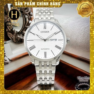 Đồng hồ nam citizen automatic nh8350-59a dây thép vỏ trắng mặt trắng
