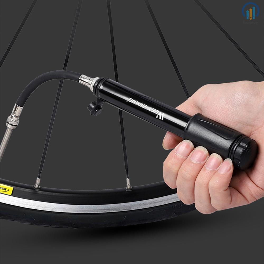 WEST BIKING Portable Bicycle Pump Aluminum Alloy Tire Tube Mini High Pressure Hand Pump Inflator Bike