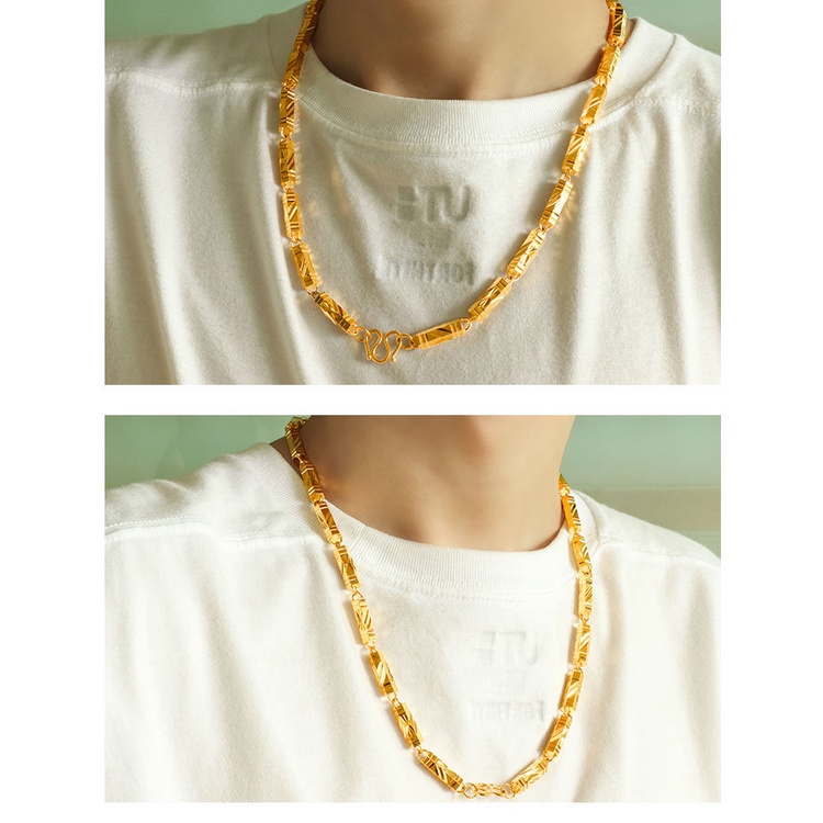 [Cao Cấp] Vòng Cổ Vàng Cát Việt Nam Nam Nam Dài Hạn Màu Chắc Chắn Không Khí Lục Giác Nam Cửa Hàng Và