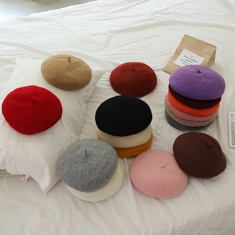 Mũ Nồi Lông Xù vintage Hàn Quốc Mùa Thu Đông Cho Bé Gái