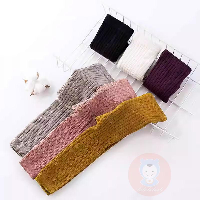 Laa6-kids Kẹo Màu Có Gân Đan Móc Quần Tất