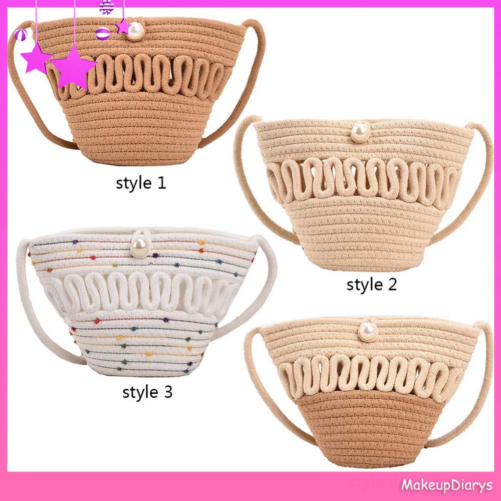 ★ Đồ Trang Điểm Trang Điểm ★ Túi Xách Đeo Vai Đan Cói cotton Mềm Thời Trang Nữ Sành Điệu