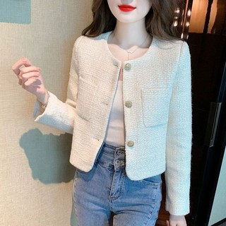 Áo Khoác Vải tweed Dài Tay Cổ Tròn Thời Trang Sang Trọng Dành Cho Nữ