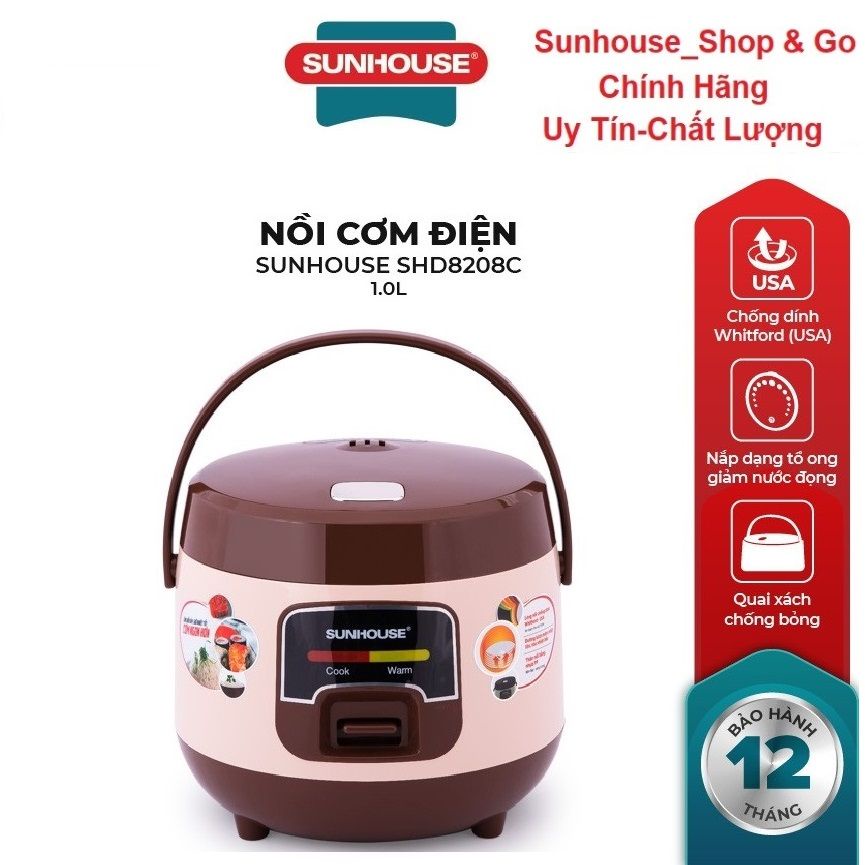 Nồi cơm điện 1L Sunhouse SHD 8208C_Hàng chính hãng