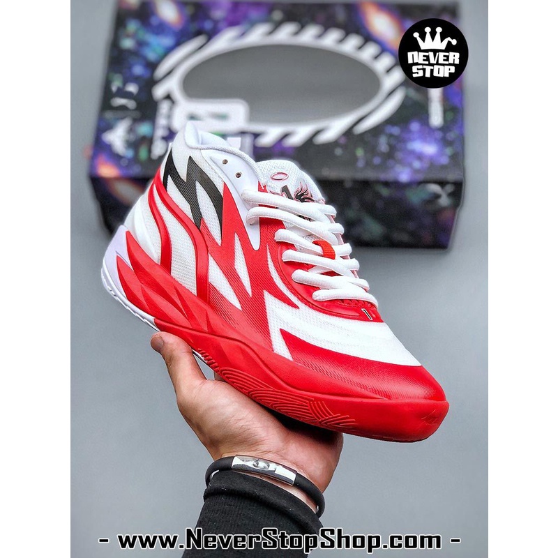 Giày bóng rổ PM MB 02 trắng đỏ mẫu mới, đế rít bám sân chuyên chơi indoor outdoor  | NeverStopShop.com