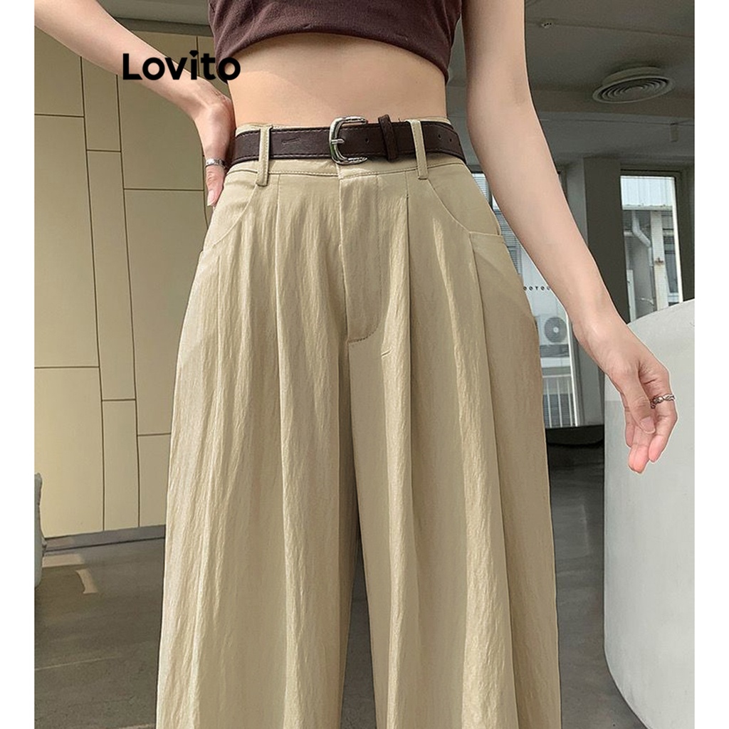 Quần dài Lovito có túi màu trơn thường ngày cho nữ LNA21263