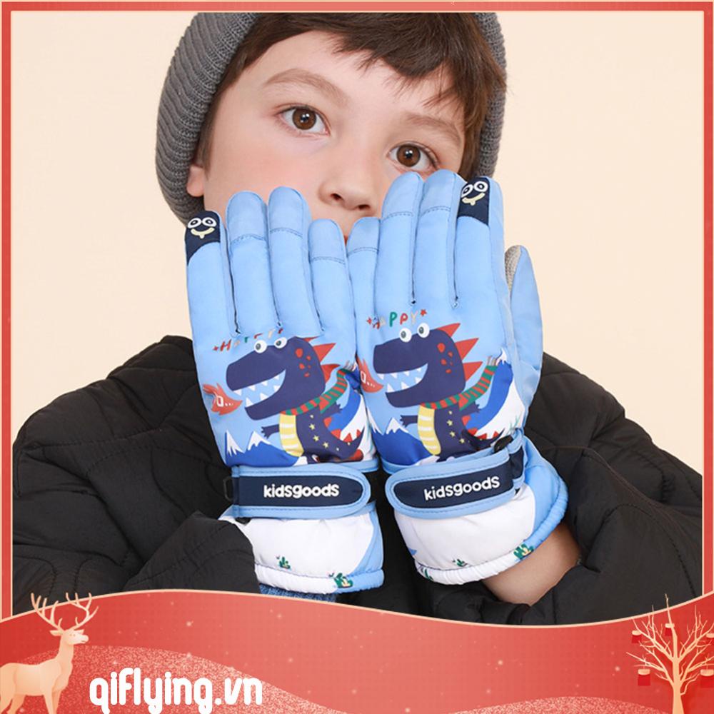 Găng Tay Lông Cừu San Hô Chống Thấm Nước Mùa Đông Dành Cho Trẻ Em