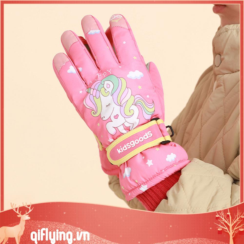 Găng Tay Phủ Toàn Ngón Chống Trượt Họa Tiết Hoạt Hình Cho Trẻ Em Đi Bộ Đường Dài Mùa Đông