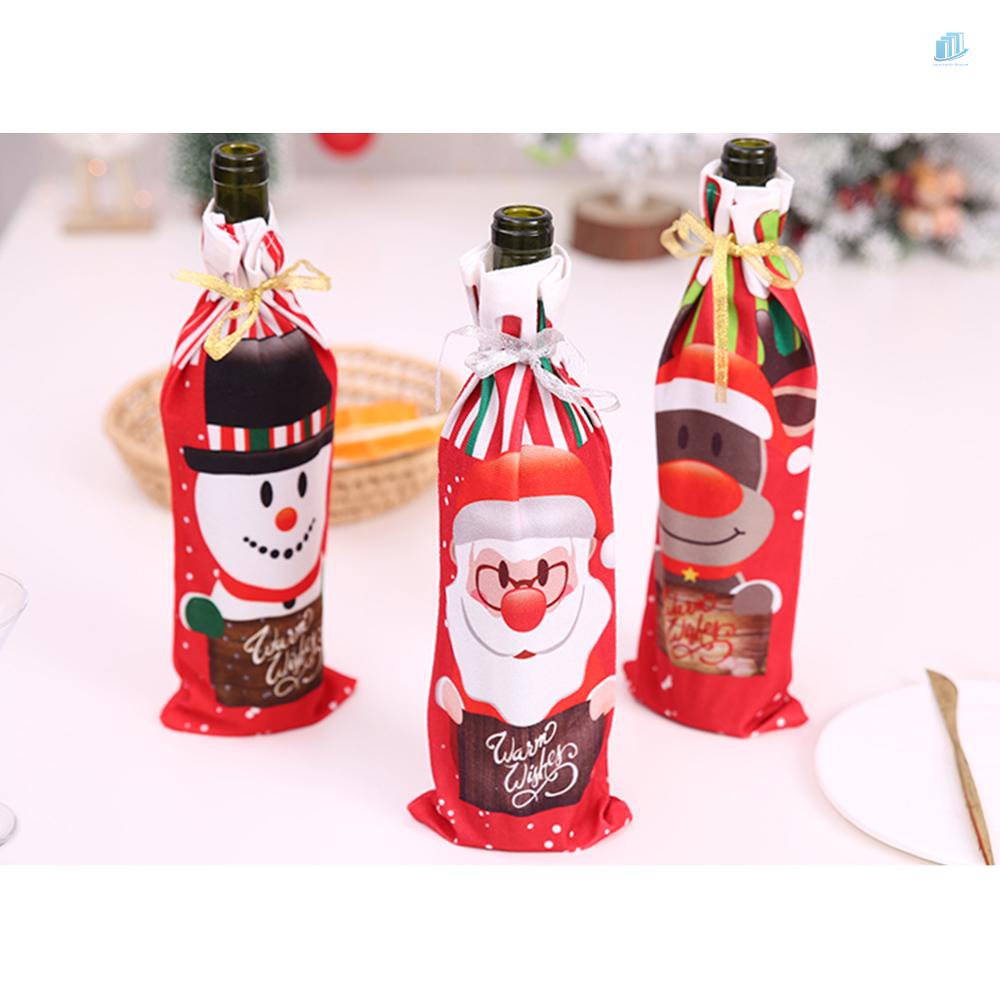 Vỏ Bọc Chai Rượu Sâm Panh In Họa Tiết Ông Già Noel / Người Tuyết / Nai Sừng Tấm Trang Trí Giáng Sinh