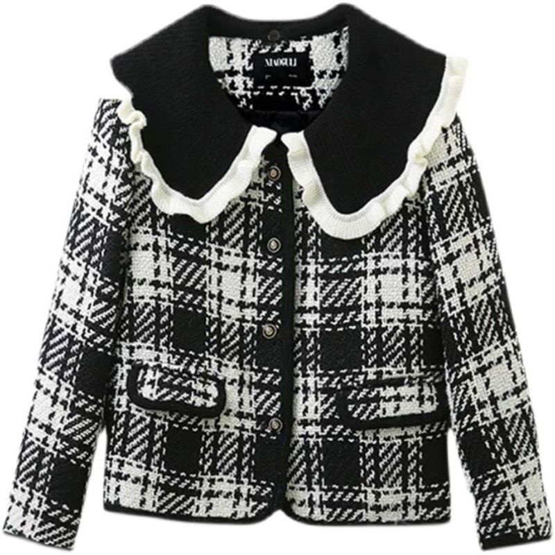 Áo Khoác baggy Dày Dặn Cổ Búp Bê Kẻ Sọc Caro Thời Trang Mới Cho Nữ