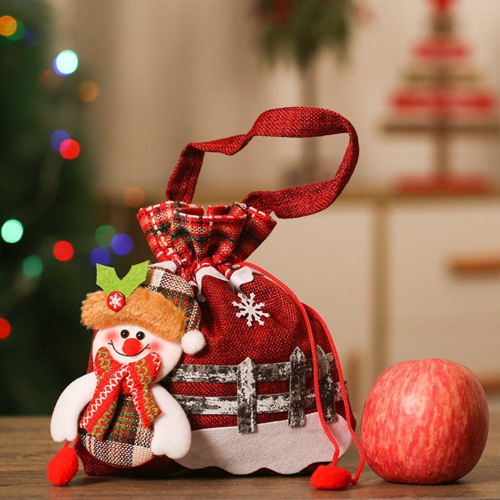 Mmluck Túi Dây Rút Đựng Quà Giáng Sinh Bằng Vải Cầm Tay Hình Ông Già Noel / Nai Sừng Tấm / Gấu Tuyết / Nai Sừng Tấm Thời Trang