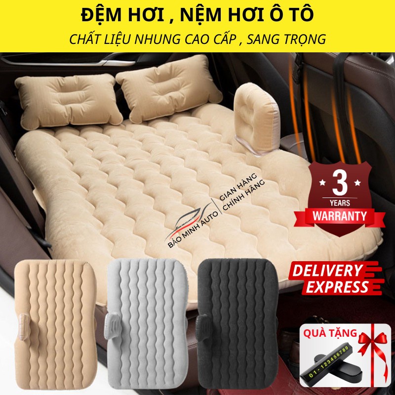 Xả- Đệm hơi ô tô, nệm hơi ô tô chất nhung êm mịn - Tặng Kèm Bơm Điện 12V và 2 Gối [TặngQuà]