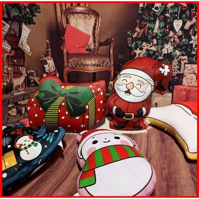 Gối Nhồi Bông Hình Ông Già Noel Tuần Lộc Hoạt Hình Trang Trí Giáng Sinh