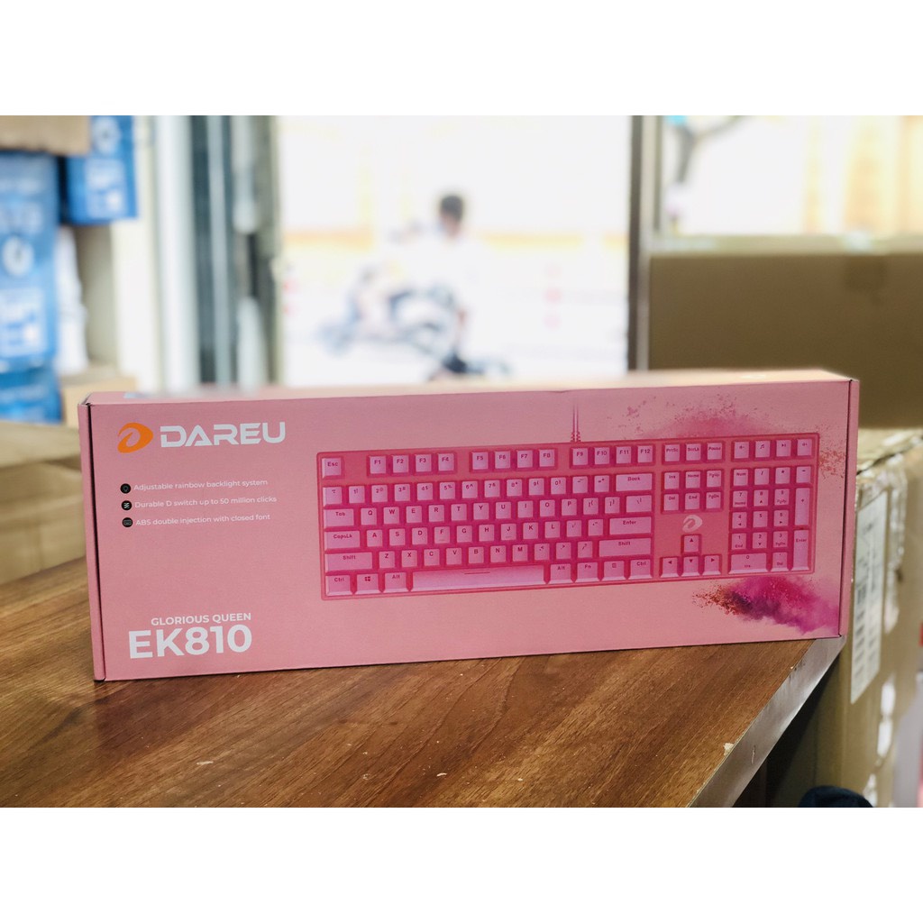 Bàn phím cơ Gaming Dareu EK810 màu hồng