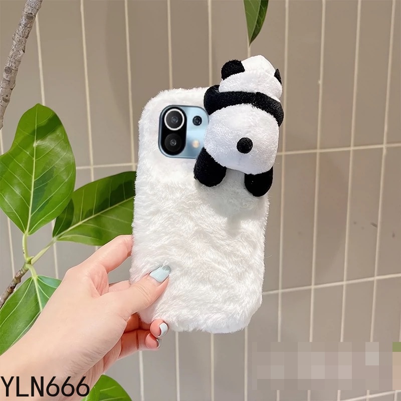 Ôp Điện Thoại Phủ Lông Hình Gấu Trúc 3d Dễ Thương Chống Sốc Cho oppo a78 a96 a58 a76 find x2 x3 x5 pro x2lite x5lite Ốp