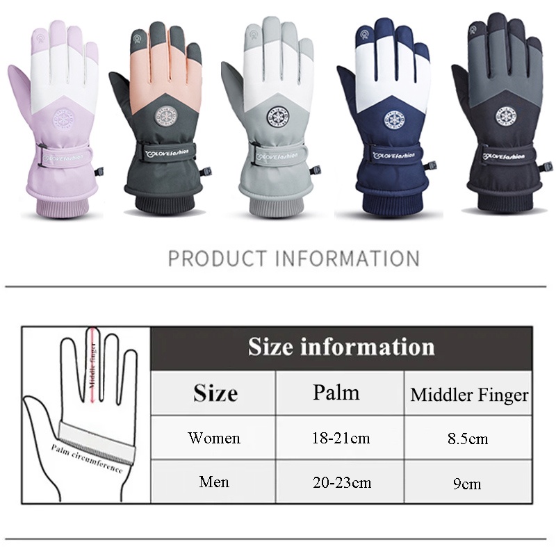 Găng Tay Trượt Tuyết unisex Mùa Đông Lót Nhung Ấm Áp Chống Gió Chống Nước Có Thể Chạm Màn Hình Cảm Ứng