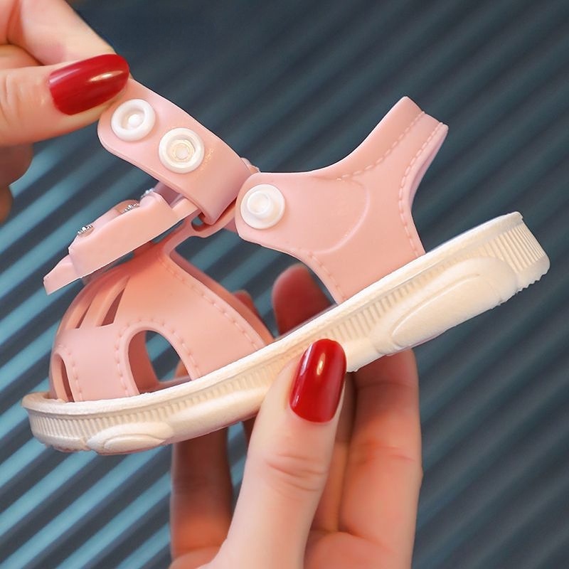 Xăng đan Đính Nơ Bằng Nhựa pvc Mềm Chống Trượt Thời Trang Mùa Hè Cho Bé Gái