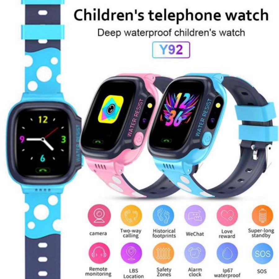 Đồng hồ thông minh Smart Watch Y92 định vị nghe gọi đa chức năng cao cấp lắp sim độc lập giành cho bé Techzone Mall