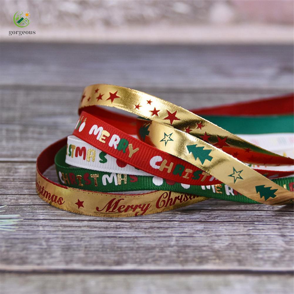 GORGEOUS~Green and White Silk Satin Ribbon for DIY Christmas For Gifts 10 Yards