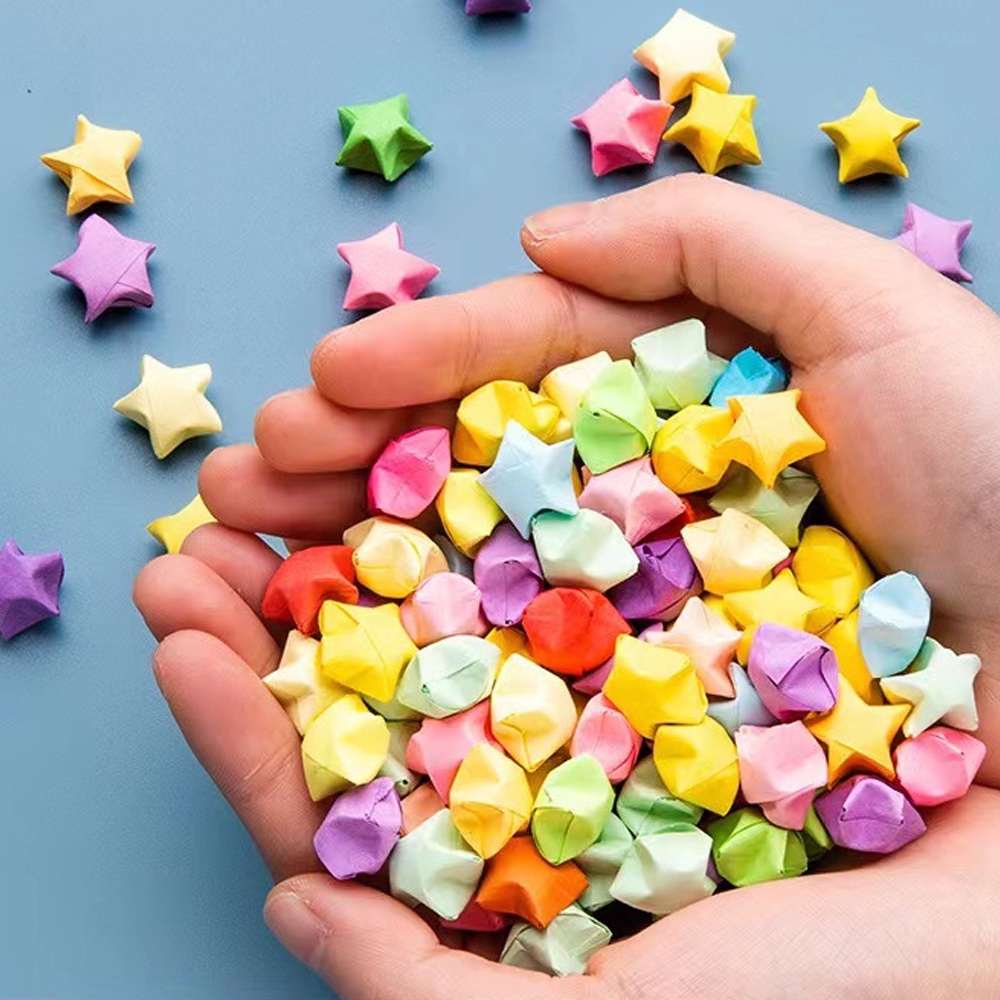 Set 540 Giấy Xếp origami Hình Bầu Trời Đầy Màu Sắc Làm Quà Tặng / Valentine / Năm Mới