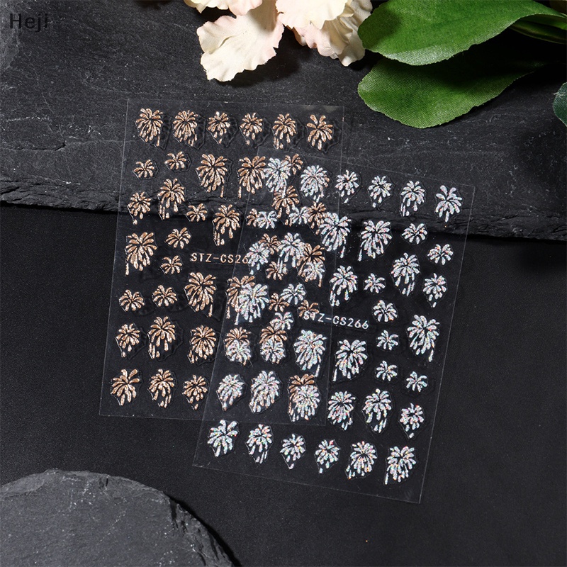 Heji Miếng Dán Trang Trí Móng Tay Hình Hoa Lá Lấp Lánh Nhiều Màu Sắc vn