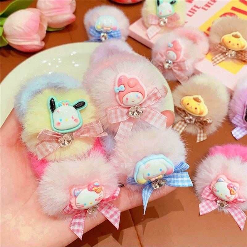 SANRIO Băng Đô Bằng Da Phủ Lông Không Làm Tổn Thương Tóc Cho Bé Gái
