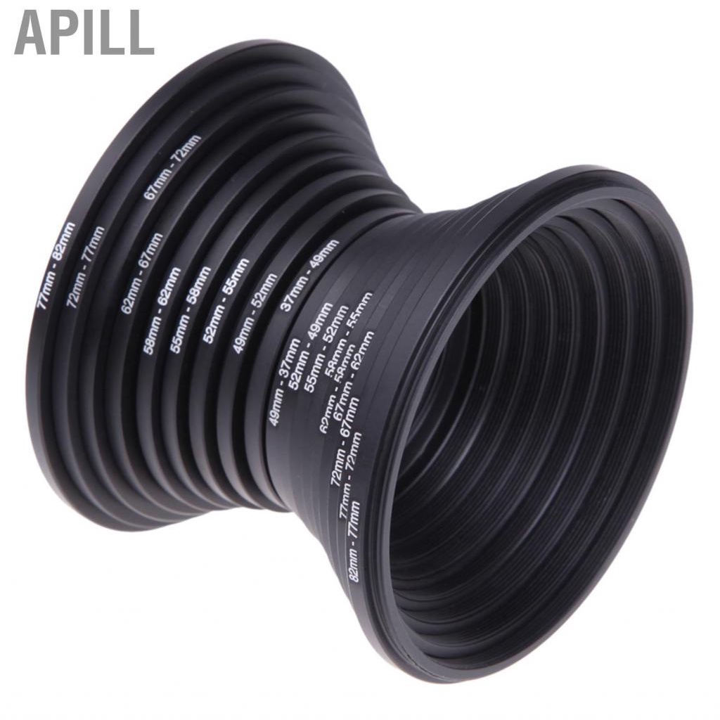 Apill 18 Piece Filter Ring Adapter Set All Metal Camera Lens Kit