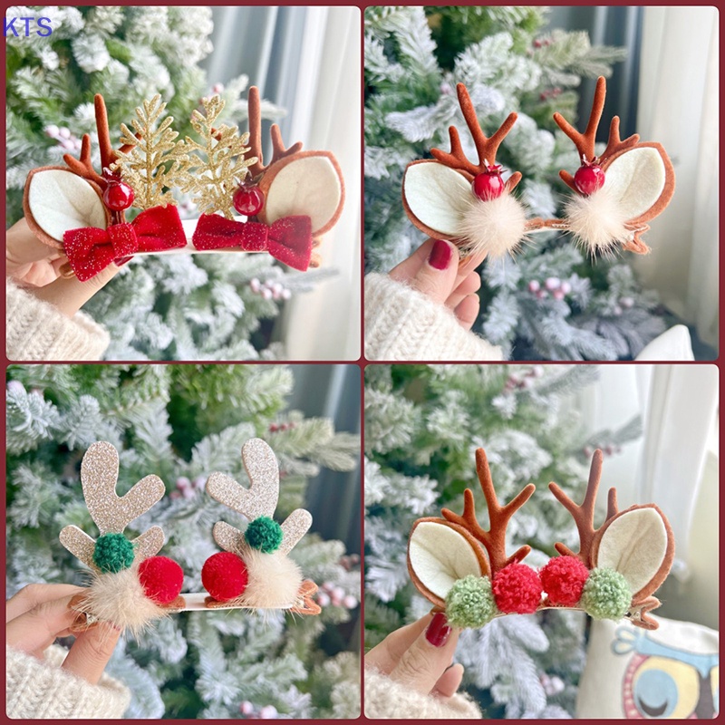 1 Cặp Kẹp Tóc Phong Cách Giáng Sinh Dễ Thương Cho Bé Gái