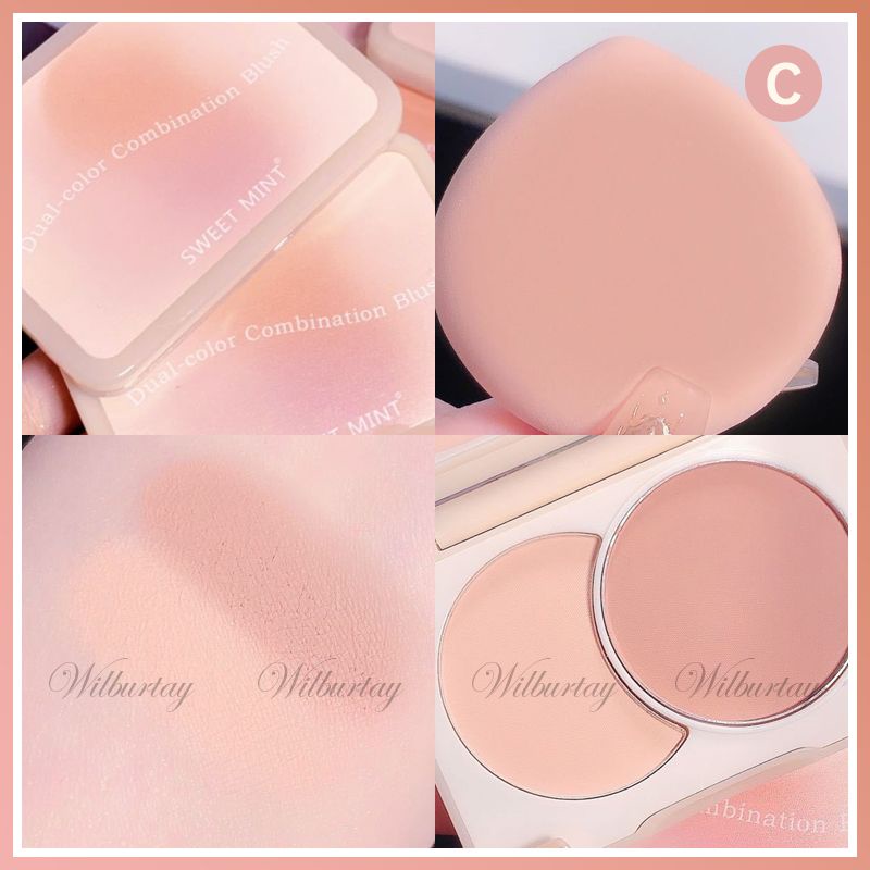 Wilburtay🌈Blusher hai màu Matte Creamy Tone Blusher Blusher chống thấm mồ hôi