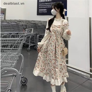 Đầm Công Chúa Dáng Chữ a Tay Phồng In Hoa Phối Bèo Kiểu vintage Dễ Thương